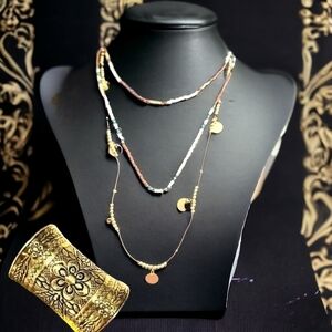 2 PC Lg Ornate Cuff Bracelet and Necklace Set NWT